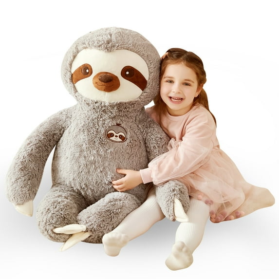 IKASA Giant Sloth Stuffed Animal Plush Toy,Large Jumbo 30" Gray Huge Cute Soft Toys,Big Size Fluffy Plushy Fat Oversized Plushie,Gifts for Kids Girls Boys Girlfriend Children