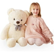 IKASA Giant Teddy Bear Stuffed Animal Plush Toy,Large Jumbo 30" White Huge Cute Soft Toys,Big Size Fluffy Plushy Fat Oversized Plushie,Gifts for Kids Girls Boys Girlfriend Children