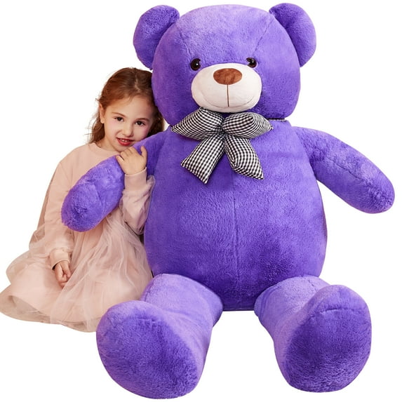 IKASA Giant Teddy Bear Stuffed Animal Plush Toy,Large Jumbo Teddy Bear 47" Purple Huge Cute Soft Toys,Big Size Plushy Fluffy Fat Oversized Plushie,Gifts for Kids Girls Boys Girlfriend Children