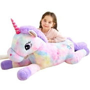 IKASA Giant Unicorn Stuffed Animal Plush Toy,Large Jumbo 43 Multicolored Huge Cute Soft Toys,Big Size Fluffy Plushy Fat Oversized Plushie,Gifts for Kids Girls Boys Girlfriend Children