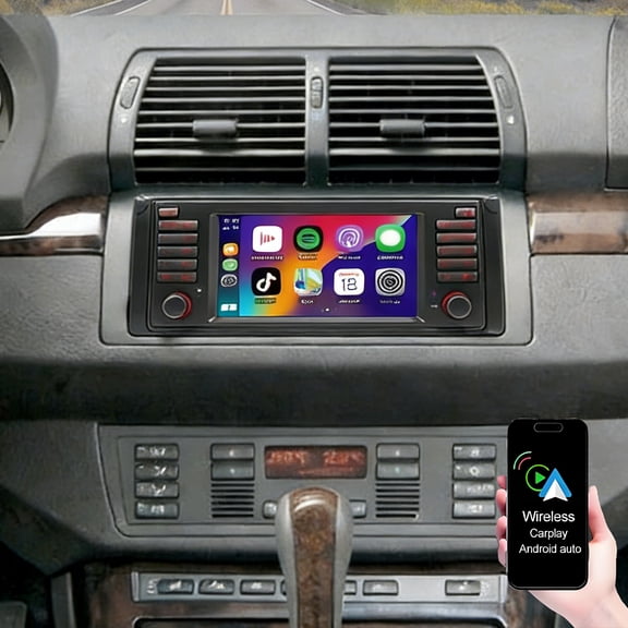 IKASEFU 2G+32G Android Stereo for MW E53 1996-2007/E39 1999-2003 Radio, Upgrade 7 Inch IPS Touch Screen Head Unit with Wireless Carplay Android Auto GPS WiFi Bluetooth FM RDS Backup Camera