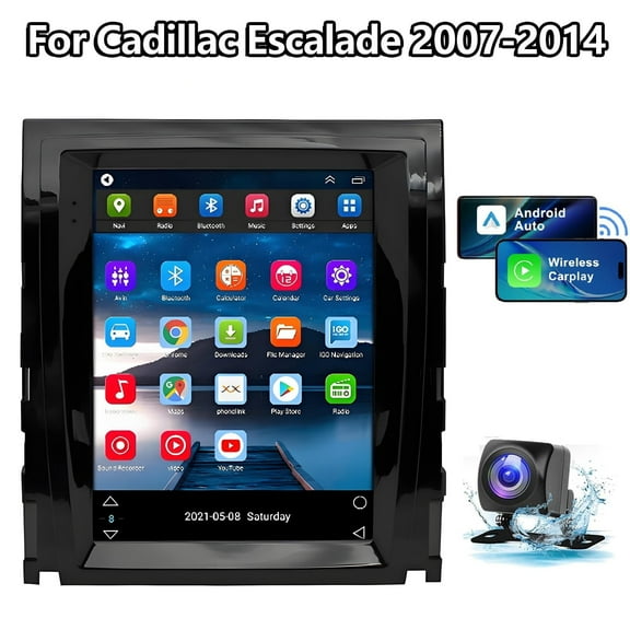 IKASEFU 9.7" Android 13 Car Stereo Radio for Cadillac Escalade 2007-2014 Touch Screen Car Stereo w/Wireless Carplay & Android Auto WiFi Bluetooth Navigation with Bluetooth FM RDS AM DSP