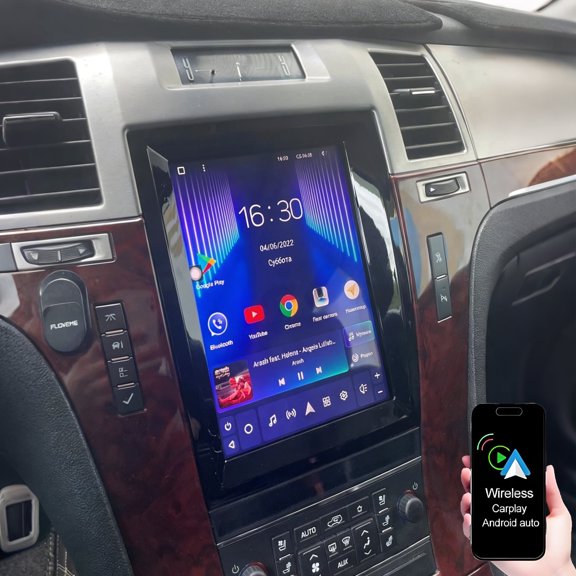 Geabo 9.7" Car Stereo Radio for Cadillac Escalade SLS 2007-2012 with Wireless Carplay Android Auto, Touchscreen Head Unit with Bluetooth GPS WiFi SWC FM RDS AHD Backup Camera