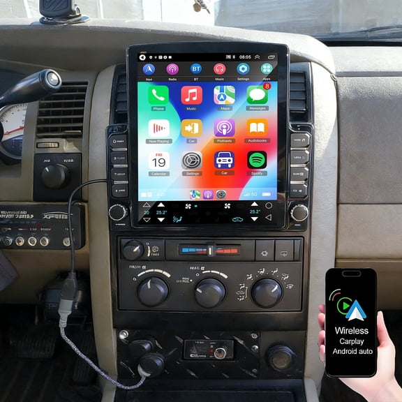 IKASEFU 9.7inch Android 13 Car Stereo Radio for Dodge Durango 2004-2009 with Wireless Carplay Android Auto, Double Din Touch Screen Car Radio Support GPS Navi WiFi Bluetooth FM/RDS SWC Mirror Link