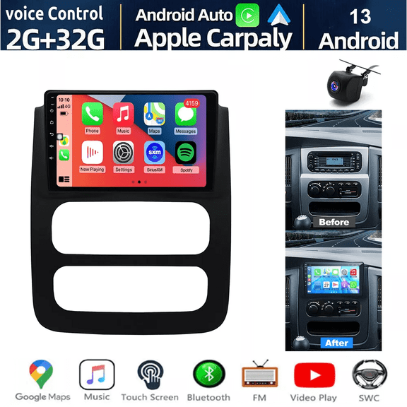 IKASEFU Andorid 13 Car Radio for Dodge Ram 1500 2500 3500 2003-2005 with Wireless CarPlay Android Auto 9 Inch HD Touchscreen Head Unit Support FM GPS