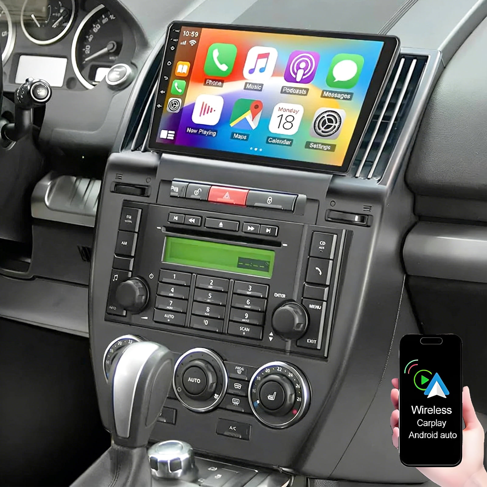 Land Rover Freelander Rear Screen IKASEFU Android 13 Car Radio for Land Rover Freelander 2 LR2 2007-2012 ...