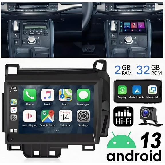 IKASEFU Android 13 Car Radio for Lexus CT200H CT200 LHD 2011-2018 Car Stereo Wireless/Wired Carplay Android Auto GPS Navigation 7" IPS Touchscreen