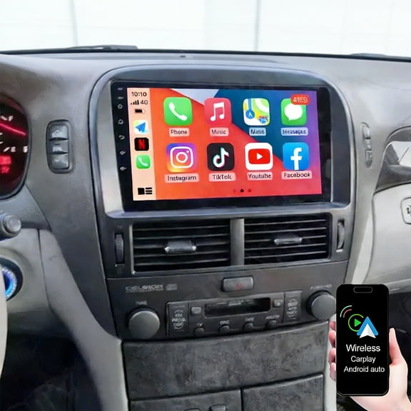 IKASEFU Android 13 Car Stereo Radio for Lexus LS350 2001-2006, Touchscreen 2G 32G Stereo Support Wireless Carplay Android Auto WiFi/GPS/Bluetooth/Back-up Camera/FM/SWC