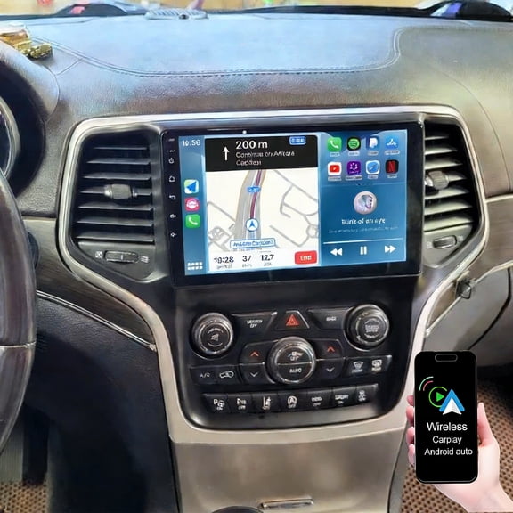 IKASEFU Android 13 Double Din Car Stereo Radio for Jeep Grand Cherokee 2014-2022, 10" Touchscreen with Wireless Carplay Android Auto GPS WiFi Bluetooth RDS SWC FM/RDS Mirrorlink Backup Camera