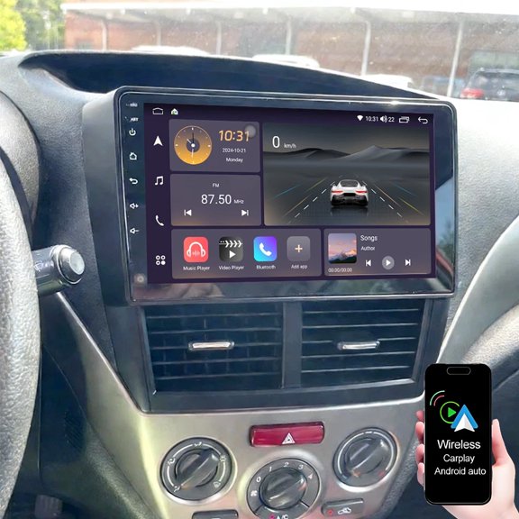 Geabo Android 15 Double Din Car Stereo Radio for Subaru Forester WRX Impreza 2008-2012 with Wireless Carplay Android Auto 9 in Touchscreen Car Stereo GPS Bluetooth WiFi FM RDS SWC, 2+64G