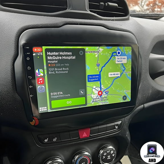 IKASEFU Car Radio for Jeep Renegade 2015-2020 Compatible with Wireless Carplay Android Auto 9" Touch Screen Stereo Bluetooth FM/AM GPS Navigation Multimedia Player Head Unit