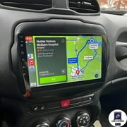 IKASEFU Car Radio for Jeep Renegade 2015-2020 Compatible with Wireless Carplay Android Auto 9 Touch Screen Stereo Bluetooth FM/AM GPS Navigation Multimedia Player Head Unit