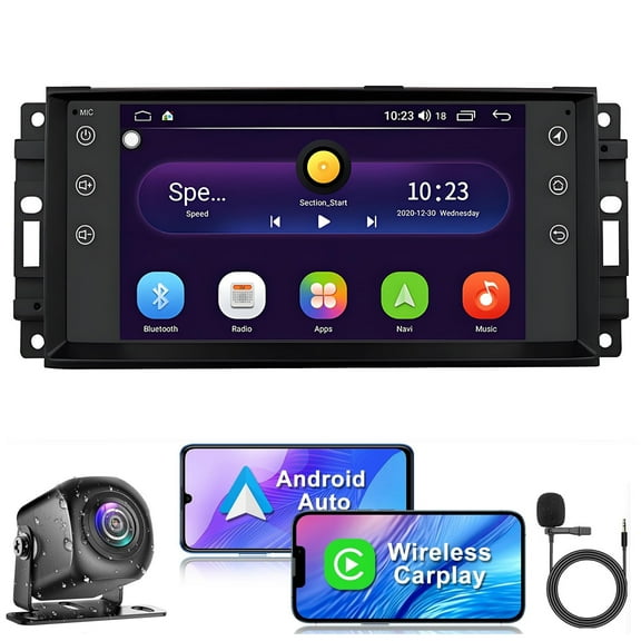 IKASEFU Car Radio for Jeep Wrangler Android 13 7 Inch Touch screen Stereo Support Wireless Carplay Android Auto with WiFi/GPS/Bluetooth5.2/Back-up Camera/FM/SWC
