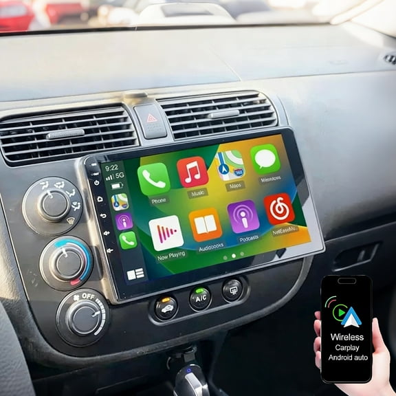 IKASEFU Car Stereo Radio for Honda Civic 2000-2005 with Wireless CarPlay Android Auto, MirrorLink/BT/GPS Navigation