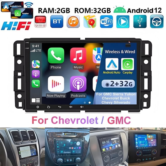 IKASEFU For Chevrolet GMC 8" Android 13.0 Carplay Car Stereo Radio GPS Navi WIFI SWC/FM Radio Carplay/Android Auto/DSP GPS Radio