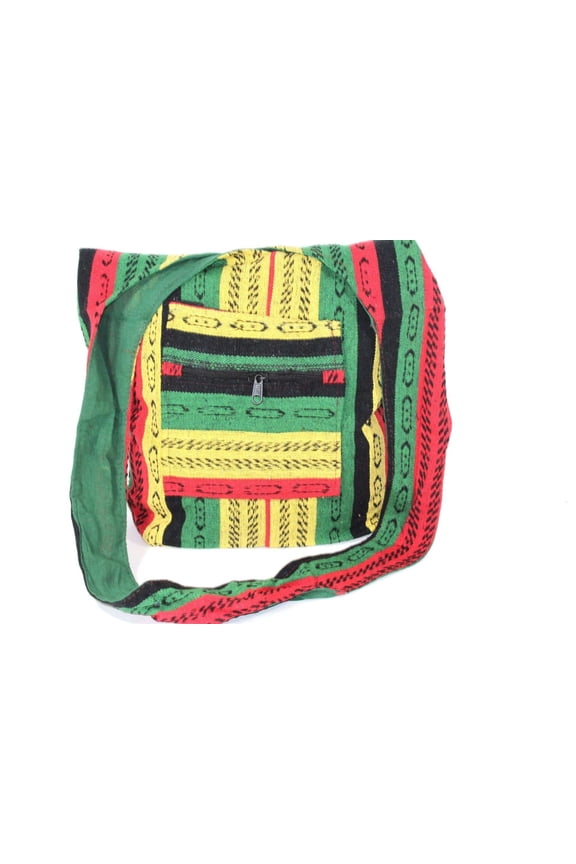 IKAT Print Cotton Fabric Fringe Pattern Tote Bag with Mirror Accessory