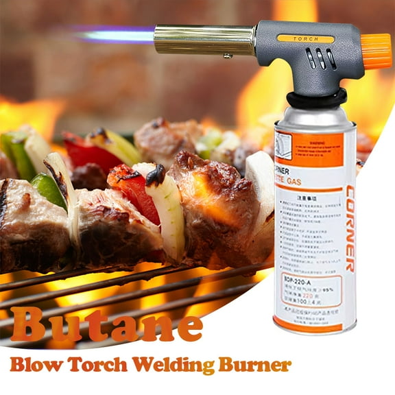 IKAYAA Butane Torch Blow Torch Welding with 360 Degree Rotatable Design and Safety Lock for BBQ Creme Brulee Refillable Kitchen Outdoor Camping Chef Cooking Tool