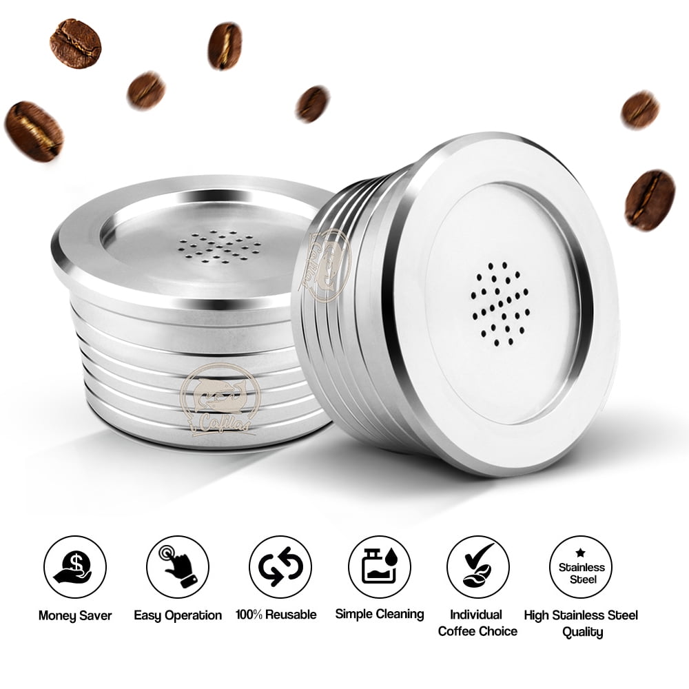 IKAYAA Stainless Steel Reusable Coffee Capsules Reusable Coffee Capsule Cup  Filter Compatible with Delta Q 