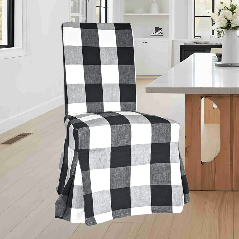 Dining Chair Cover Plaid Check Black Floor Length Compatible with IKEA Henriksdal Dining Chair Walmart