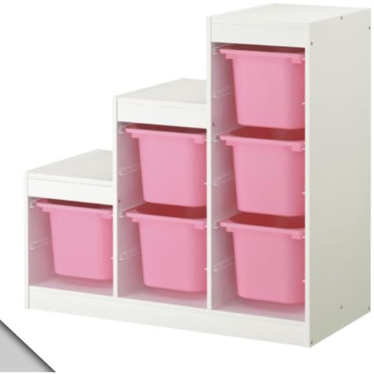 IKEA - TROFAST Storage combination (A2) with boxes, white, pink