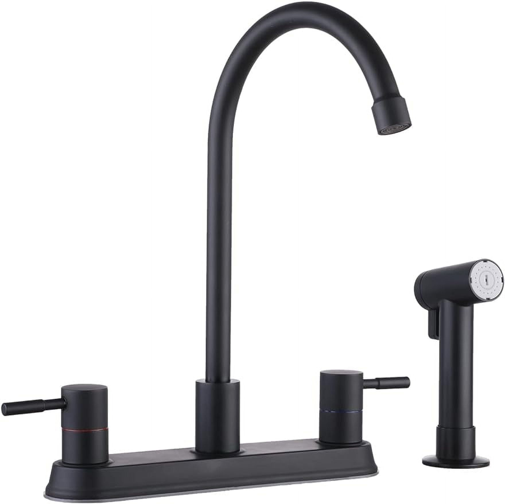 IKEBANA Black Kitchen Faucet,2 Handle Kitchen Sink Faucet with Side Sprayer Matte Black,3 or 4
