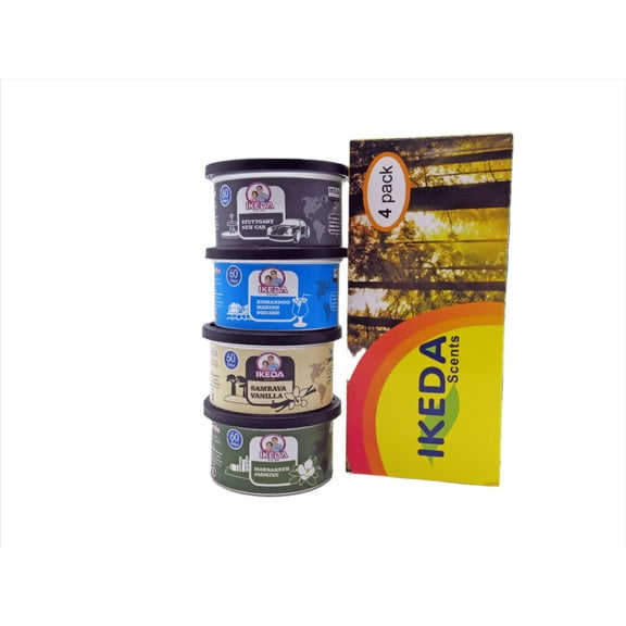 IKEDA Car Air Fresheners: 4 Different of Scents: New car smell, Marine squash, Vanilla and Jasmine