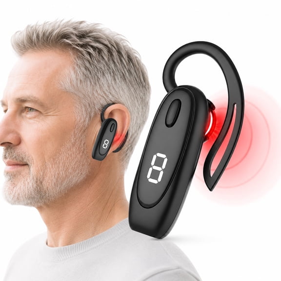 IKEENER Wearable Ear Massager with 650nm Red Light, Rechargeable Ear Comfort Device with Rotating Ear Hook, Digital Display, USB-C, Hands-Free Portable Design for Home Travel