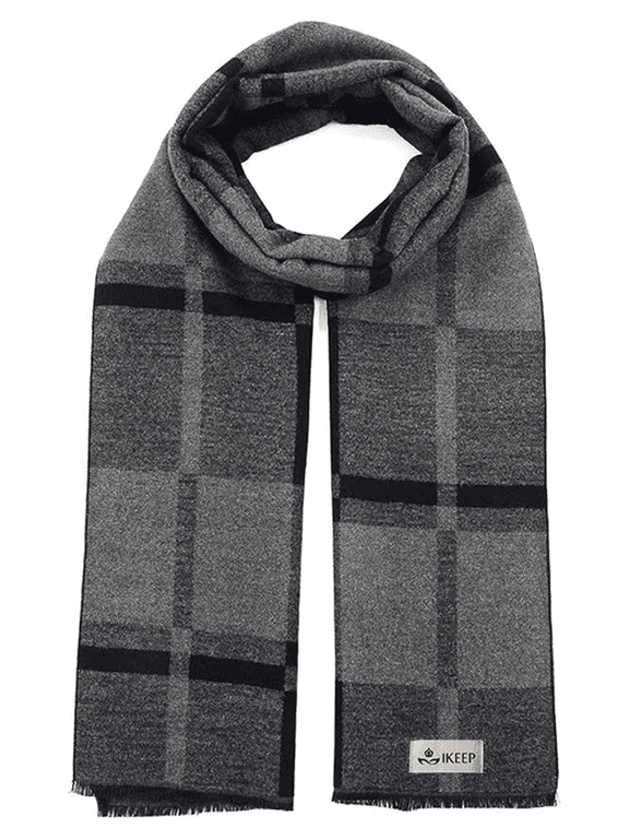 Mens Winter Warm Long Soft Scarf Plaid Tassel Scarf for Men Soft Classic Scarves