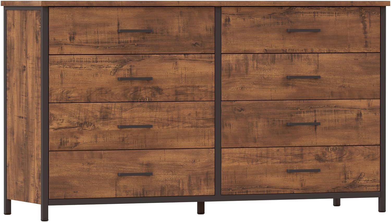 IKENO 8 Drawer Dresser, Industrial Wood Storage Dressers & Chests of ...