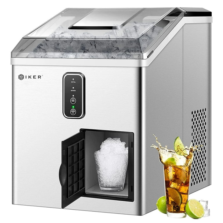 IKER Ice Maker and Ice Shaver Machine Countertop, 33lbs Bullet Ice Cube in  24H, Ice Maker Machine with Snow Cone Maker for Home and Commercial Use,  Stainless Steel 
