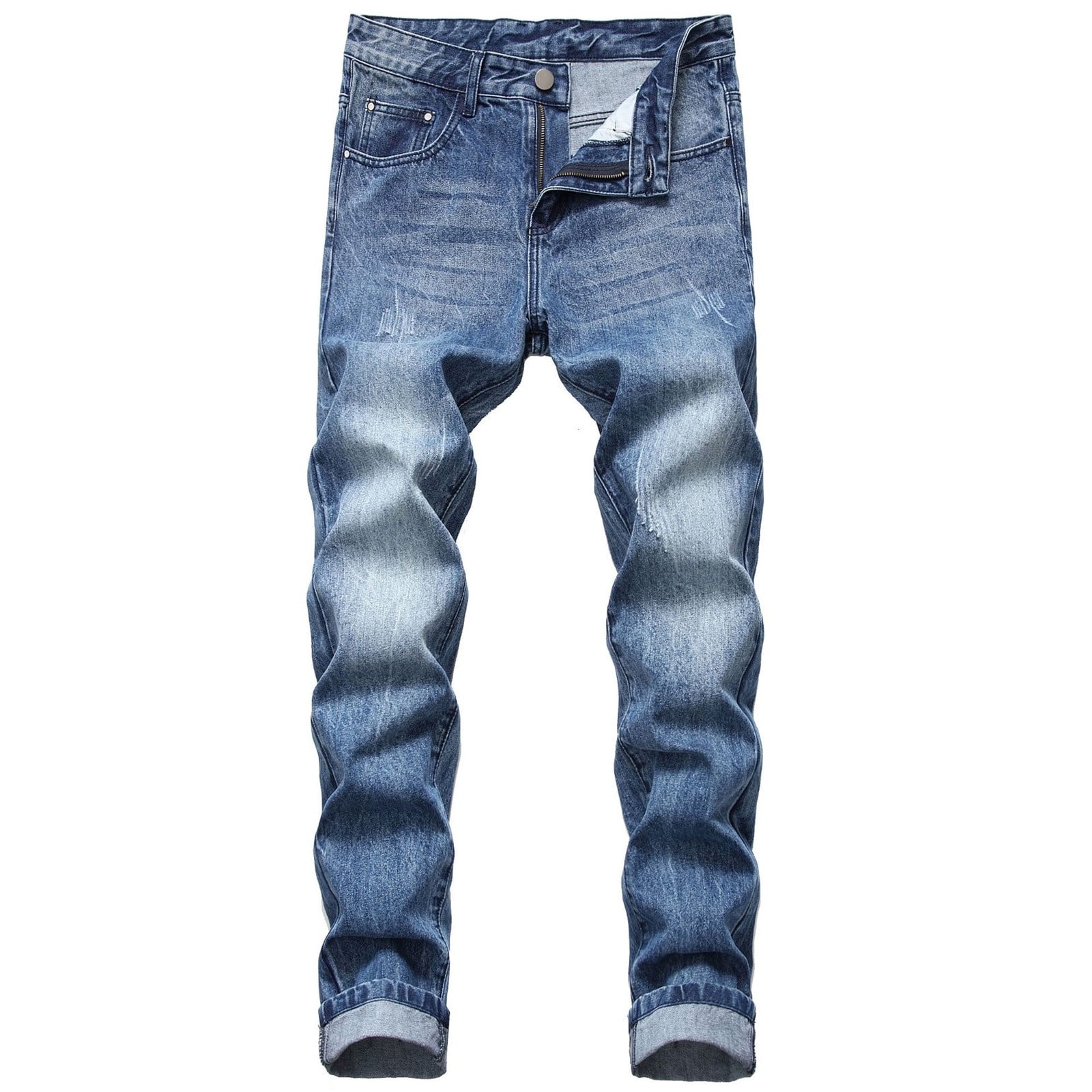 IKEVEN Jeans Men Wide Leg Low Rise Barrel Denim Pants Vintage Jeans with Pockets Men