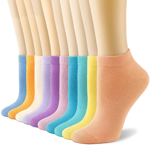IKIBVTY 10 Pairs Womens Ankle Cotton Socks Low Cut Thin Short Breathable Sport Casual Socks