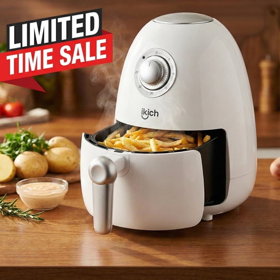 Ikich 2 Quart Air Fryer, White - Non-Stick, Oil-Free Healthy Cooking