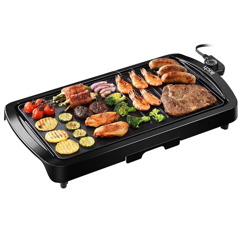 Electric Griddle, DEIK 2-in-1 Indoor Grill Smokeless Coated Non-Stick  Pancake Griddle, 20''x10'' Extra Large Surface with 2 Oil Collection  Channel, Cold-Touch Design, 5-Level Control, 1600W 