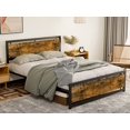 thumbnail image 1 of IKIFLY Full Size Metal Bed Frame with Wooden Headboard Footboard, Industrial Metal and Wood Platform Bed, No Box Spring Needed, Strong Steel Slats Support - Full / Rustic Brown, 1 of 7