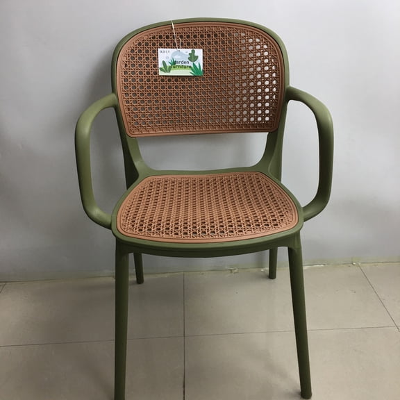 IKIFLY Garden Furniture Plastic rattan armchair, retro and casual style, perfectly matching various patio styles.