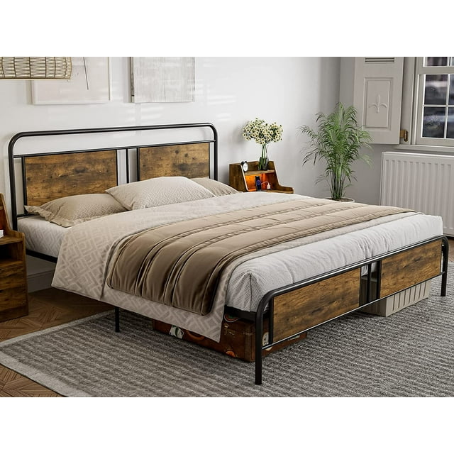 IKIFLY Metal California King Bed Frames, Industrial Cal King Platform