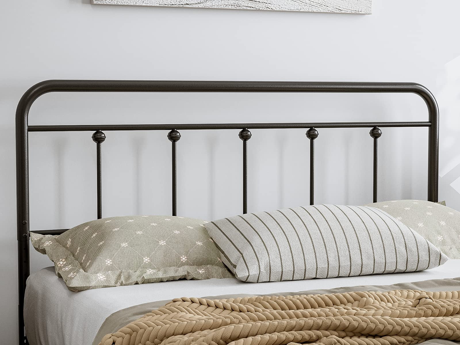 IKIFLY Adjustable Height Metal Headboard, Full Size, Victorian ...