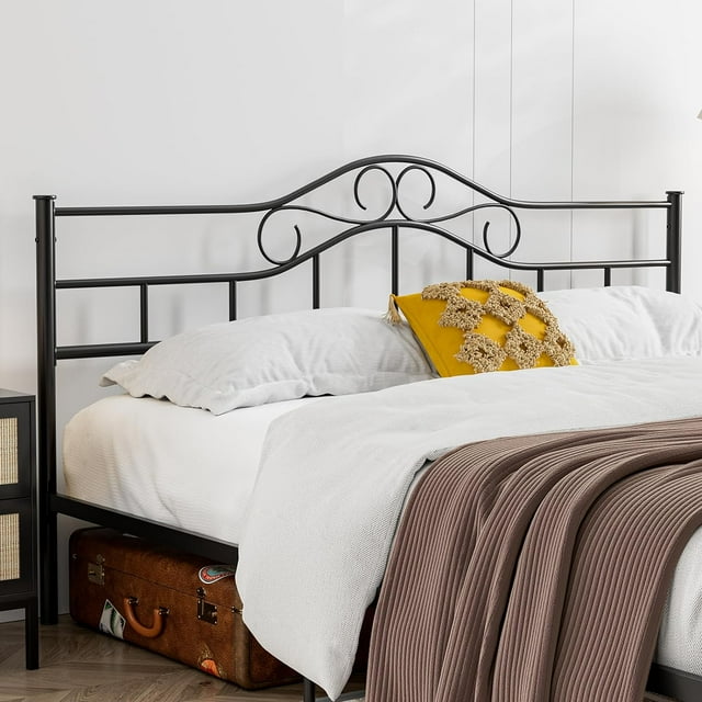 IKIFLY Metal King Size Headboard, Adjustable Height, Steel Curved King