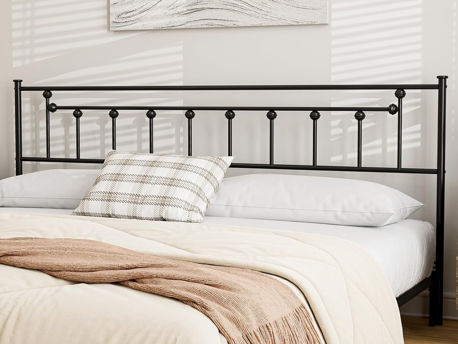 King headboard that attaches to metal frame discount