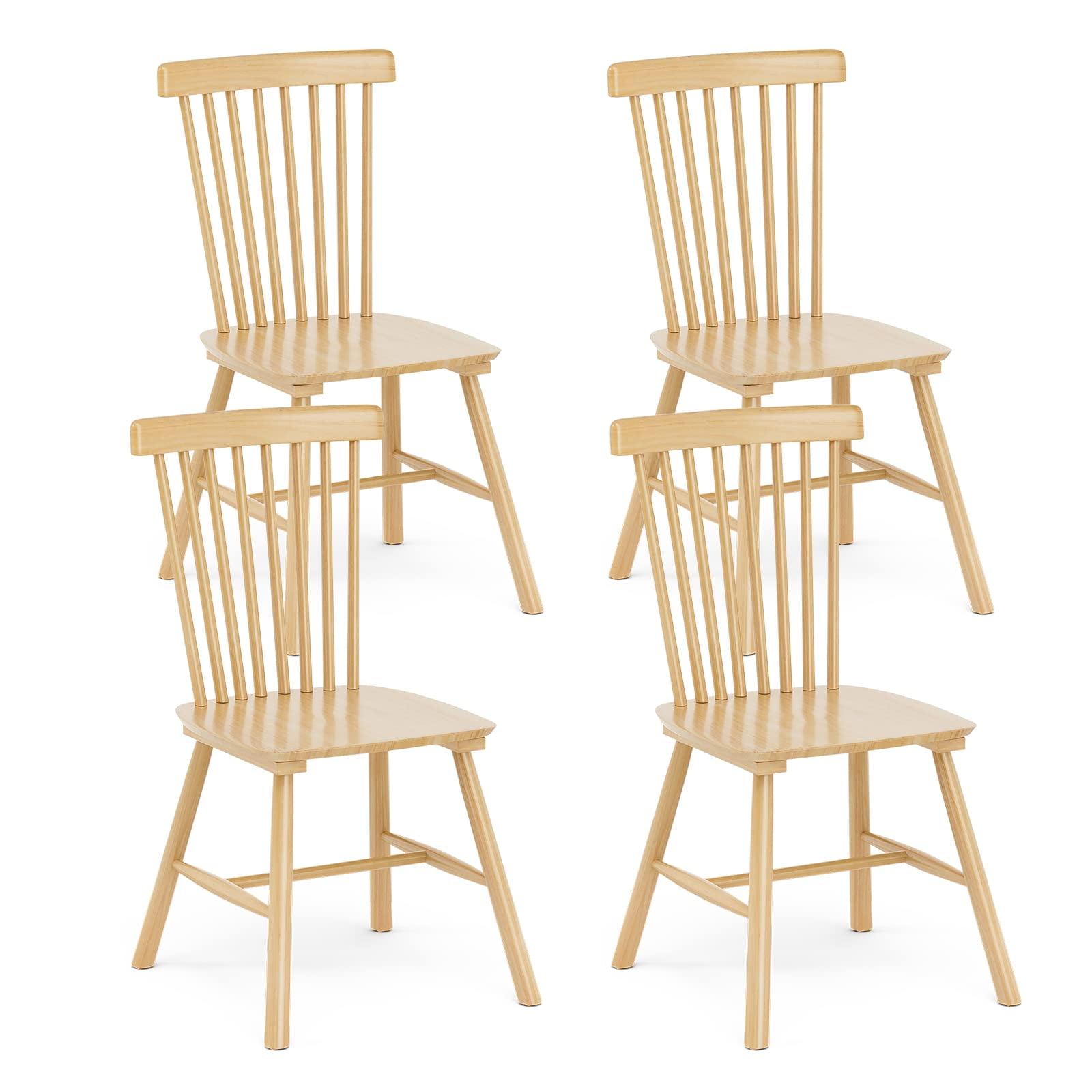 IKIFLY Solid Wood Dining Chairs Set of 4, Mid Century Modern Wooden