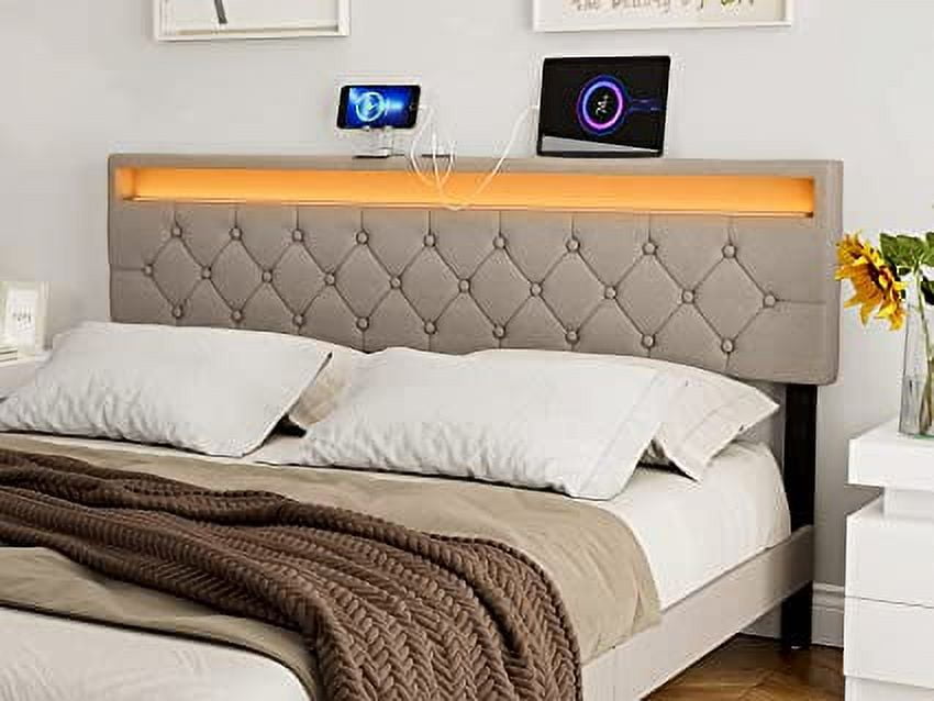 IKIFLY Upholstered California King Size LED Headboard With LED Lights ...