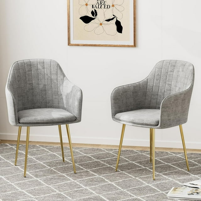 IKIFLY Velvet Dining Chairs Set of 2, Upholstered Accent Chairs with ...