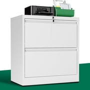 IKIMI 2-Drawer Lateral File Cabinet with Lock, 26.77"W Metal Filing Cabinet for Letter/Legal/A4 Files, White