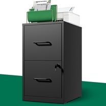 IKIMI 2 Drawer File Cabinet, Vertical File Cabinet with Lock, Metal Locking Filing Storage Cabinet for Home Office, Hanging Files for A4/ Legal/Letter, Assembly Required, Black