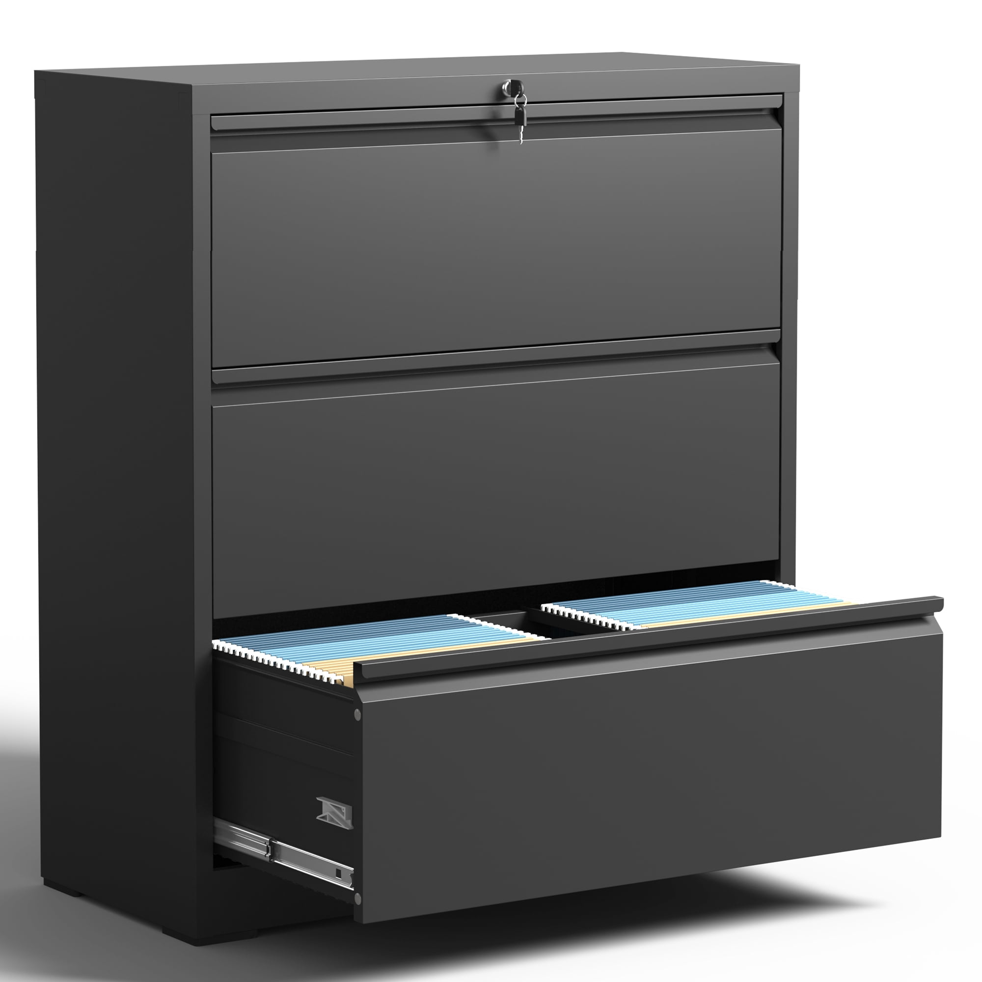 IKIMI 3 Drawer Lateral File with Lock Office Filing