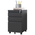 thumbnail image 1 of IKIMI 3 Drawer Mobile File Cabinet, Under Desk Vertical File Cabinet with Lock, Metal Filing Cabinet on Wheels, Office Rolling Storage Cabinets for Legal/Letter/A4 File Fully Assembled-Black, 1 of 11