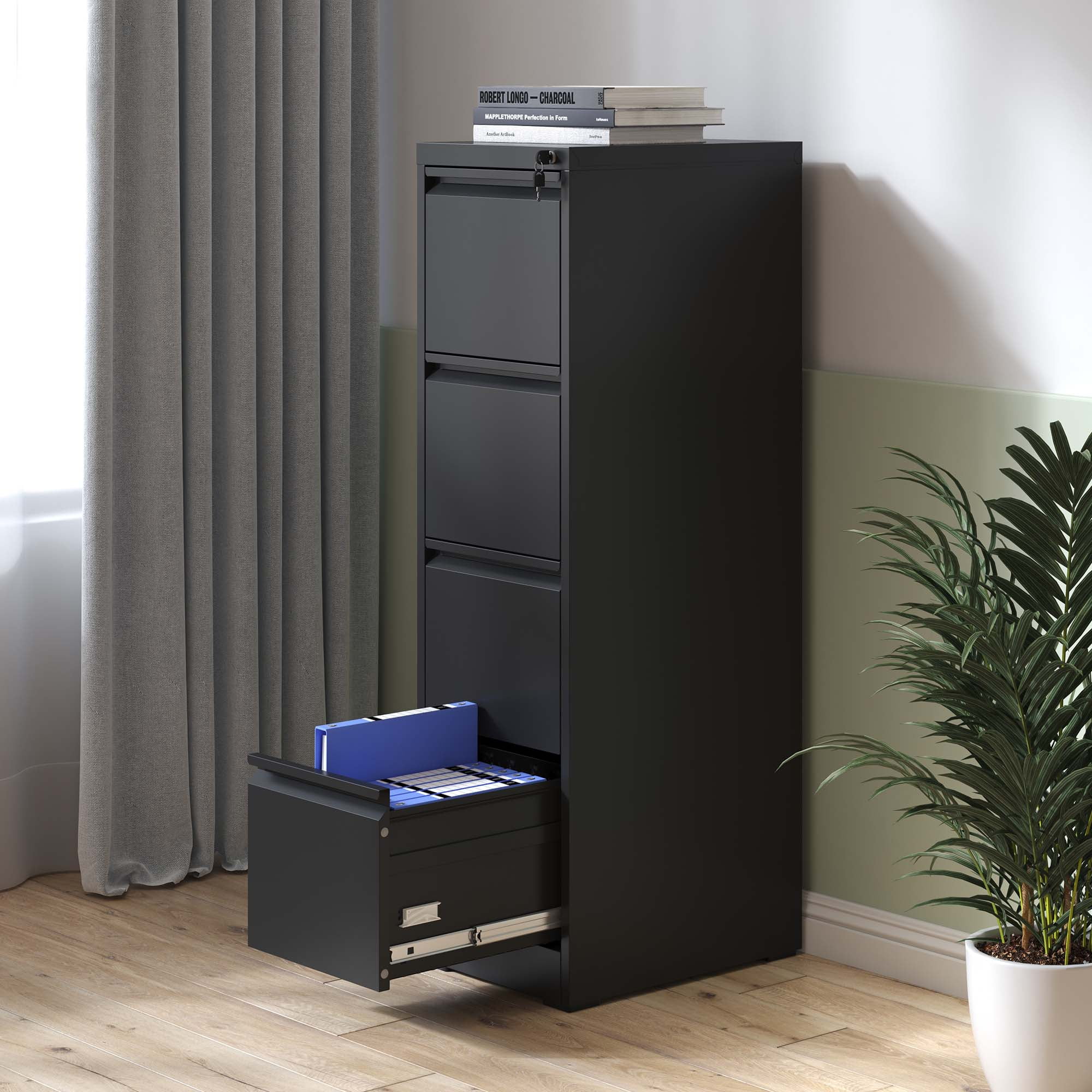 IKIMI 4 Drawer File Filing with Lock,Black