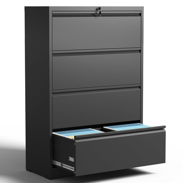 IKIMI 4 Drawer Lateral File with Lock Office Filing