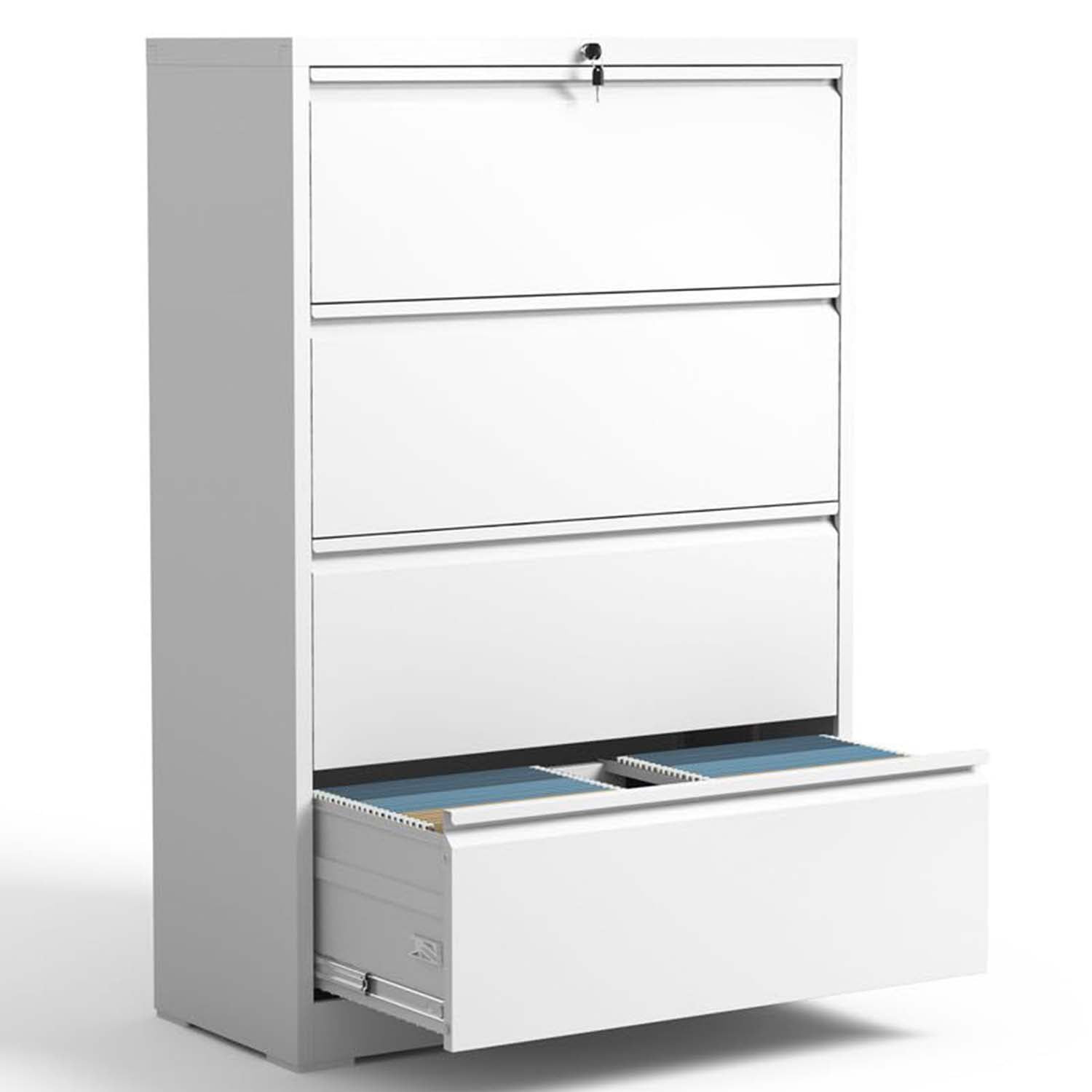 IKIMI 4 Drawer Lateral File with Lock Office Filing Steel Storage Wide
